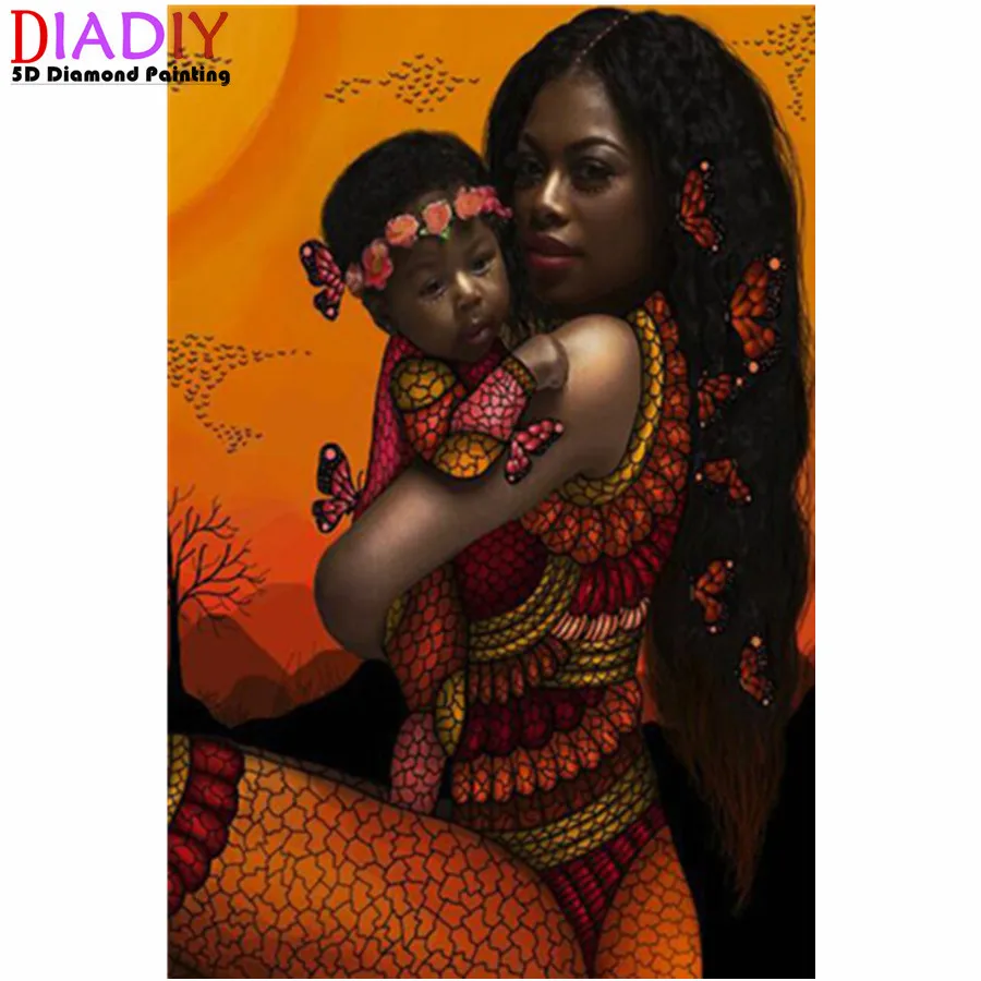 

Full Square/Round Drill Black African Woman Girl Diamond Embroidery Cross Stitch DIY Diamond Painting Home Room Decor