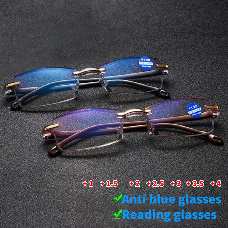 

Hot Selling Lightweight Frameless Cutting Reading Glasses Men and Women Classic Frame Anti-blue Reading Reading Glasses