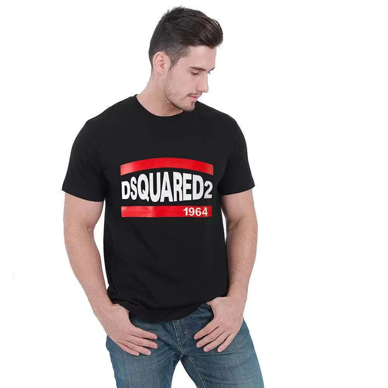 

2021 European and American tide brand DSQ summer letters short-sleeved casual white round neck Dsquared2 youth loose t-shirt