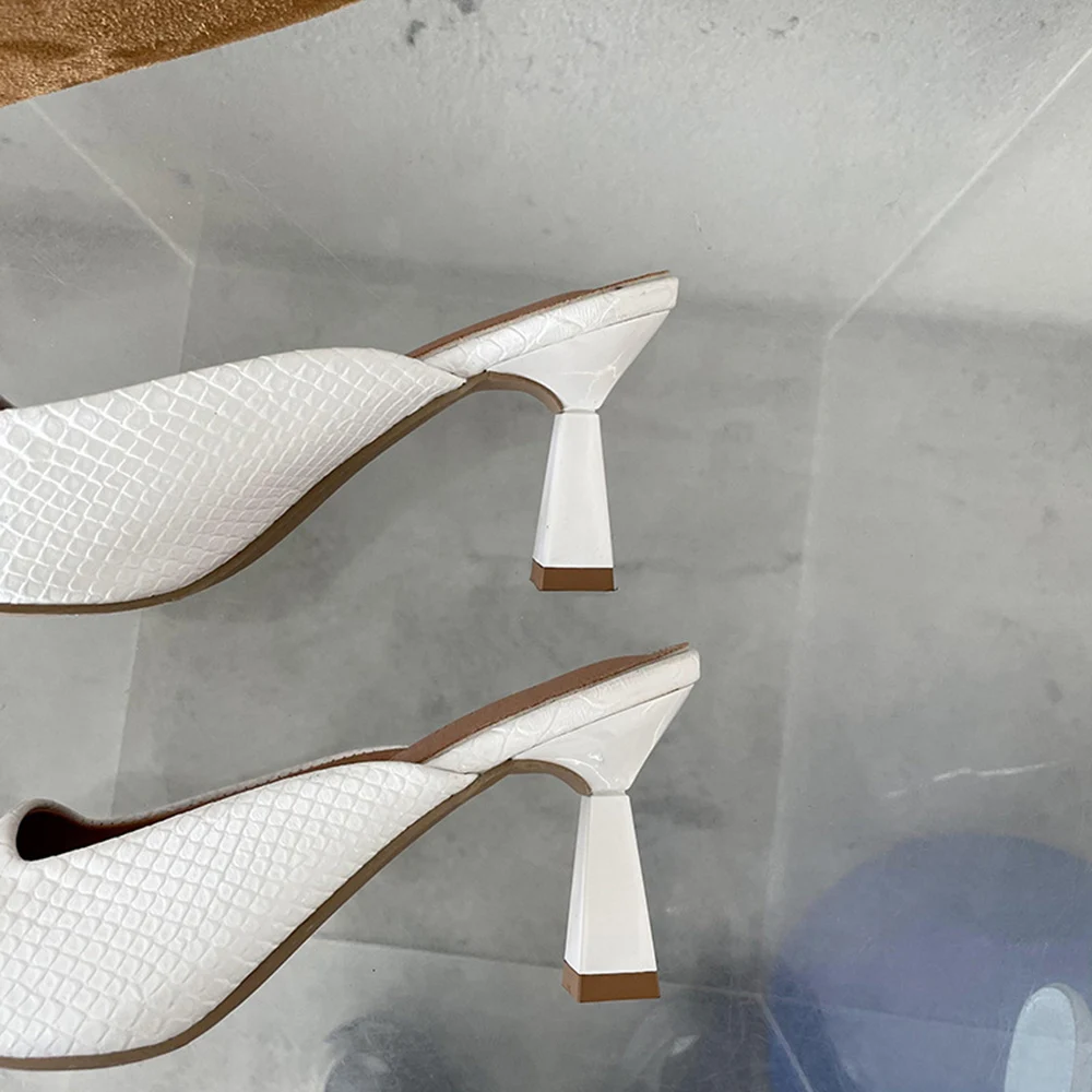 

WETKISS Fashion Ladies Slippers Snake Print Square Toe Mules Strange High Heels Slides Shoes Woman Sexy Summer Dress Shoes 2021