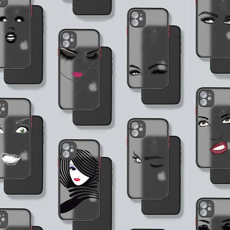 

Beauty face sexy eye smile Phone Case For iphone 12 11 8 7 plus mini x xs xr pro max matte transparent cover