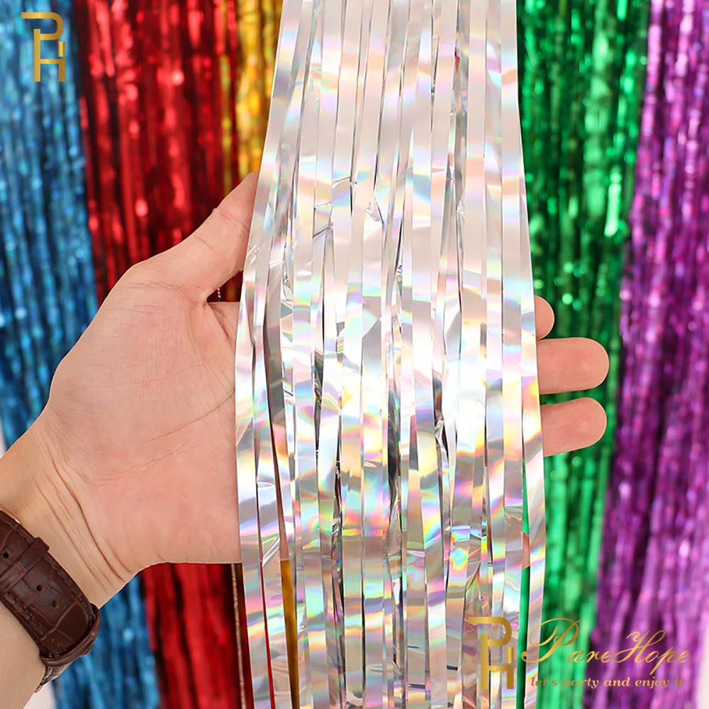 

2M Gold Pink Shimmer Sequin Backdrop Foil Fringe Tinsel Curtain Birthday Party Backdrop Wedding Decorations Adult Party Drapes