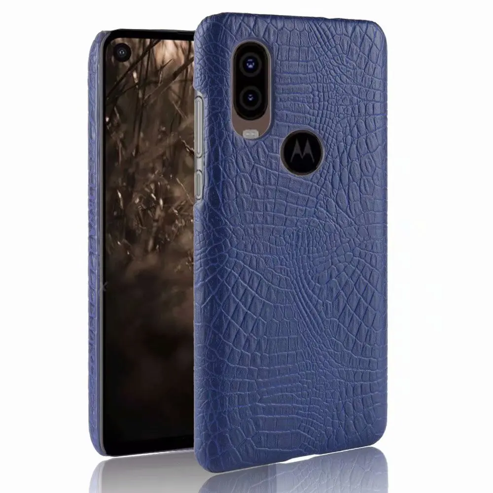 Чехол для Motorola One Vision из искусственной кожи с крокодиловой текстурой и твердым