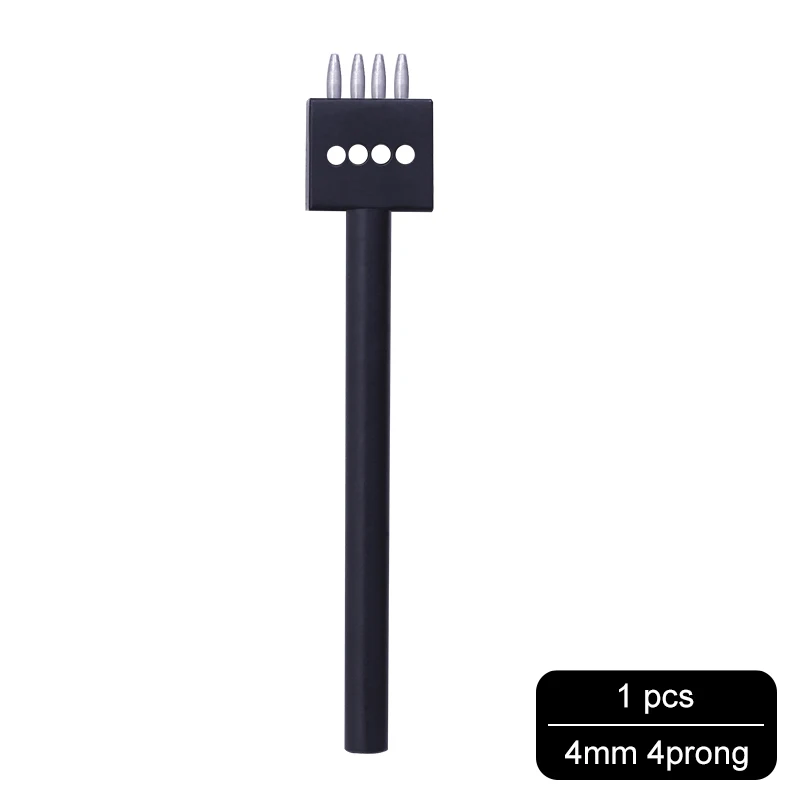 Black 4mm 4prong MIUSIE 1 шт. 4 мм поделки кожаный перфорационный инструмент 2/4/6 зубец отверстие строки кругового вырезать прошитой расстояние между отверстиями бурения Кожа ремесло - Цвет: Black 4mm 4prong