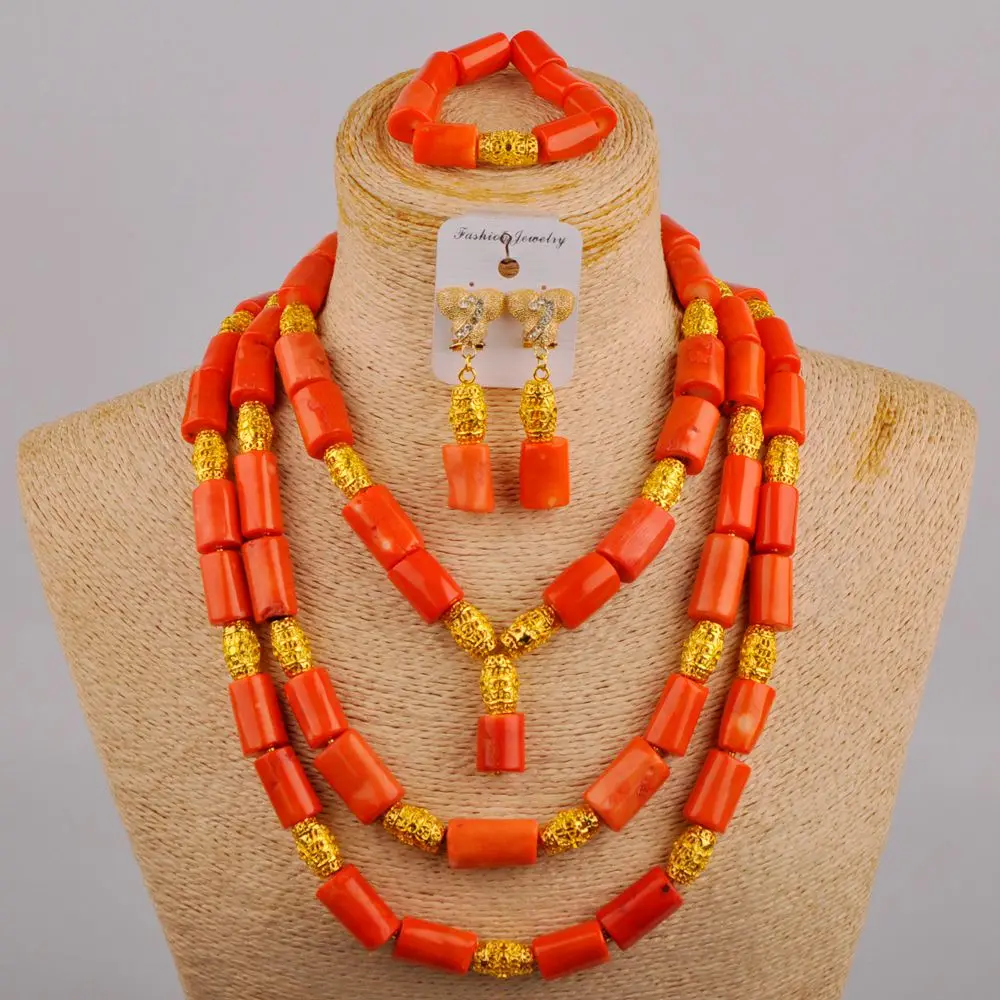 Африканское ожерелье свадебный Коралл набор нигерийских свадебных коралловых