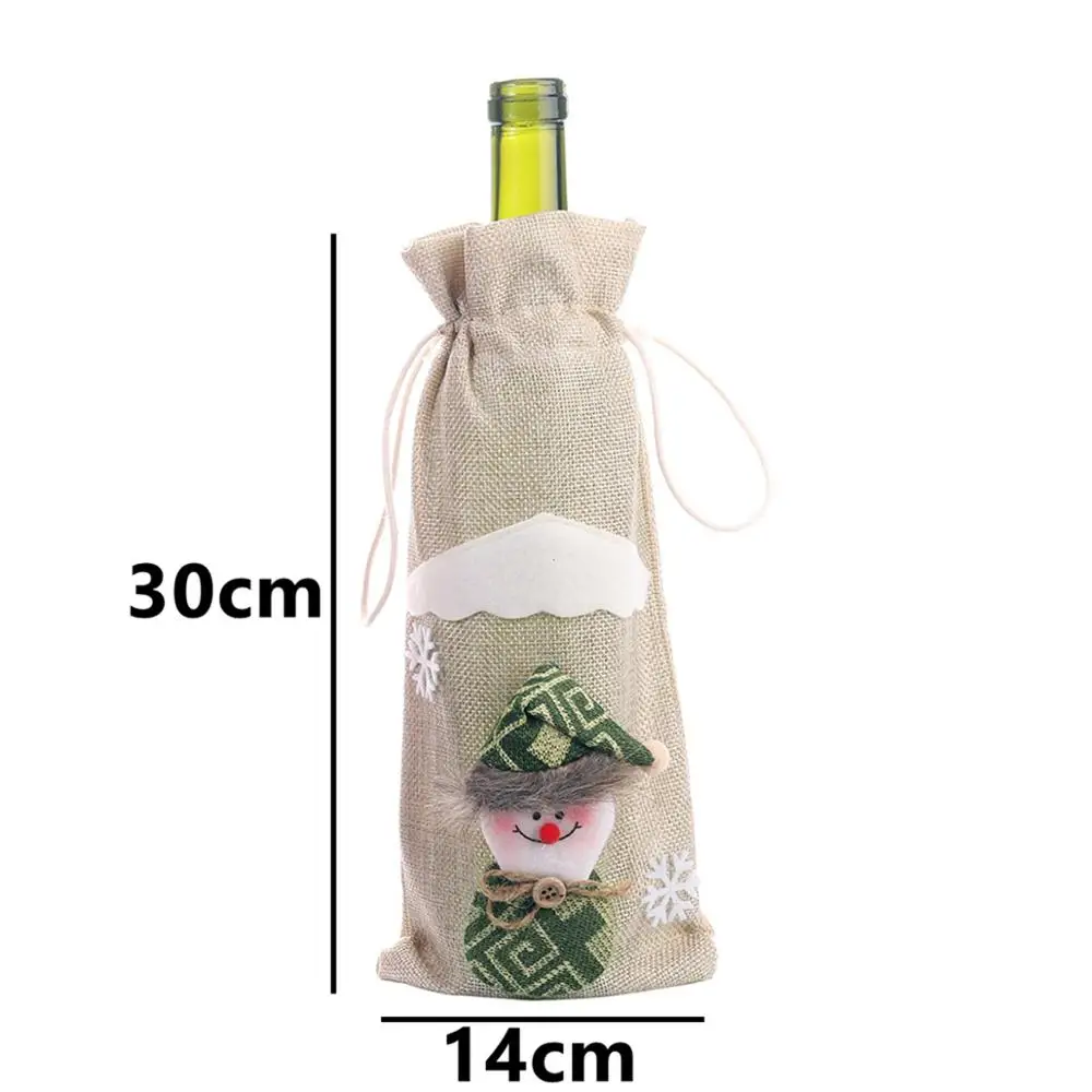 Wine Bottle Cover 6 Taoup льняная пеньковая клетчатая полоска веселое Рождество крышка бутылки вина украшения Рождественские настольные декорации Рождественский Декор для дома Noel Navidad - Цвет: Wine Bottle Cover 6