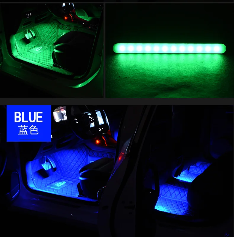 4 шт. 12 SMD дистанционное управление музыкой красочный RGB светодиодный автомобильный интерьерный напольный декоративный светильник в полоску для автомобиля