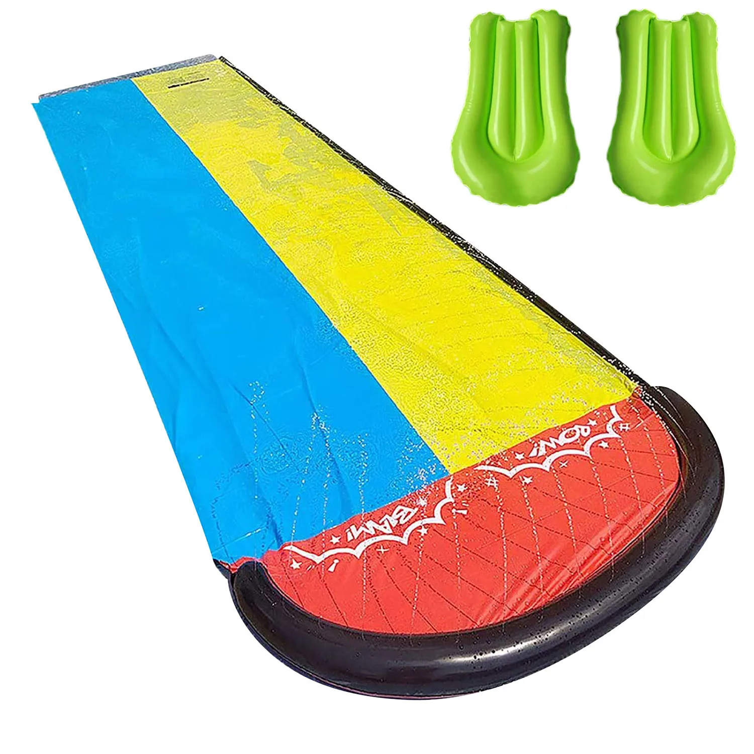 

Lawn Water Slide Double Lane Water Splash Slide Backyard Toy PVC Single Inflatable Water Slide