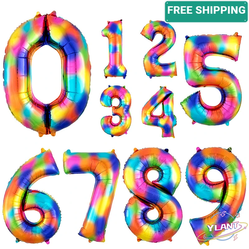 

Globos de aluminio con numero de arcoiris para ninos decoracion de feliz cumpleanos boda fiesta de Navidad Digital regalo
