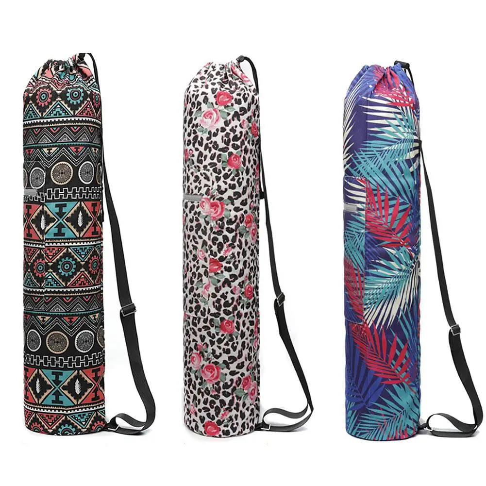 

Portable Drawstring Printed Canvas Yoga Mat Bag Gym Fitness Yoga Mat Carry Pouch Shoulder Bag Backpack Dance Sports Pilates Bags