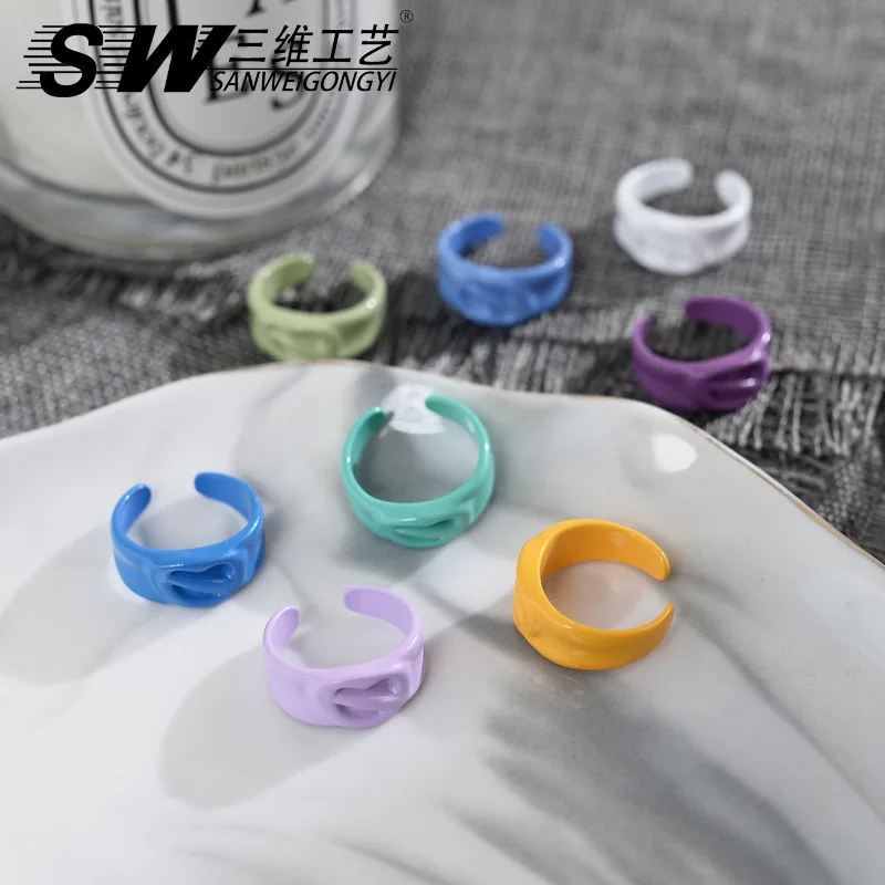 

XCMRYSP чистые модные красочные кольца различных стилей трендовые передние регулируемые Открытые Кольца для женщин детей модные ювелирные из...