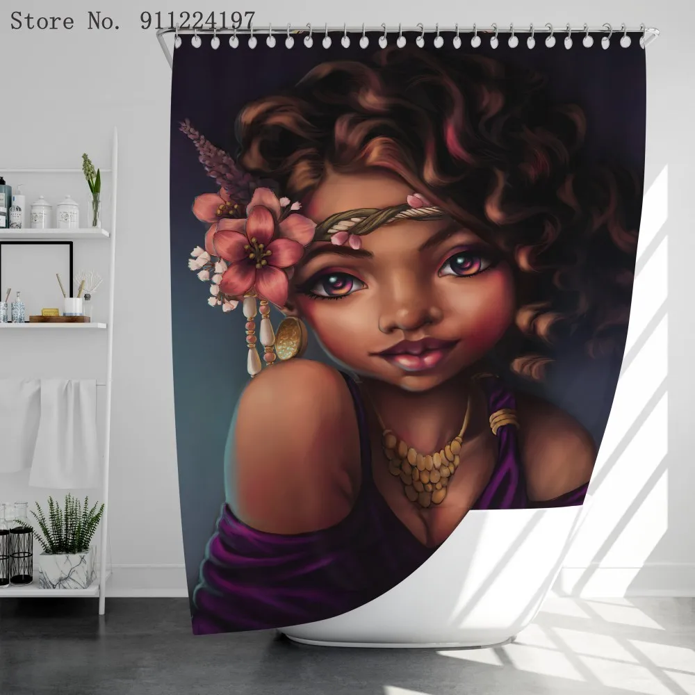 Водонепроницаемая занавеска для ванной из полиэстера комнаты с 3D африканским