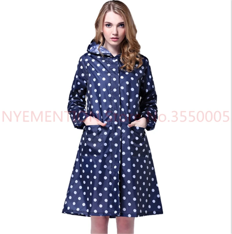 Женский плащ с капюшоном в горошек водонепроницаемый пончо для путешествий