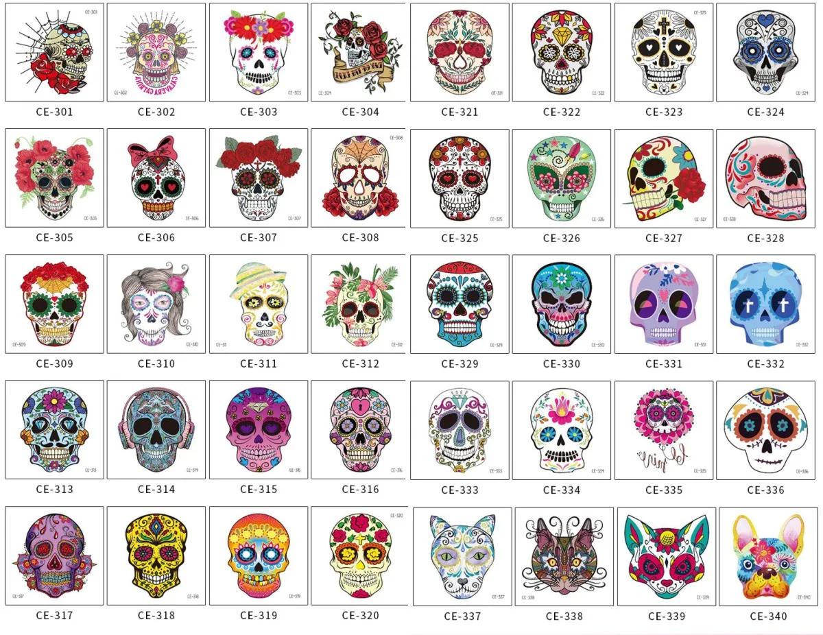 

40Pcs Cute Cat Dog Temporary Tattoo Stickers Skull Animal Flower Rainbow Fake Tattoos Fun Cartoon Stickers Waterproof Body Art