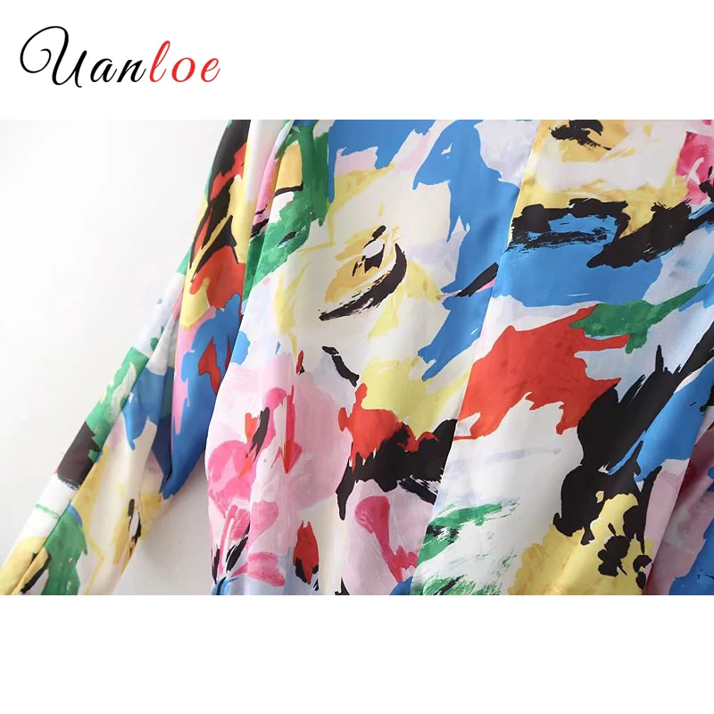 2019 Для женщин с v образным вырезом цветочным рисунком полноцветное принтованное