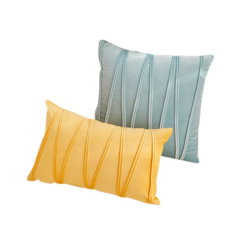 Однотонный Бархатный Чехол для подушки с геометрической линией талии домашний