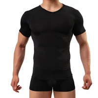 elastic mens t shirt mens fitness ultra thin refreshing nylon ice silk mens tight round neck short sleeved t shirt