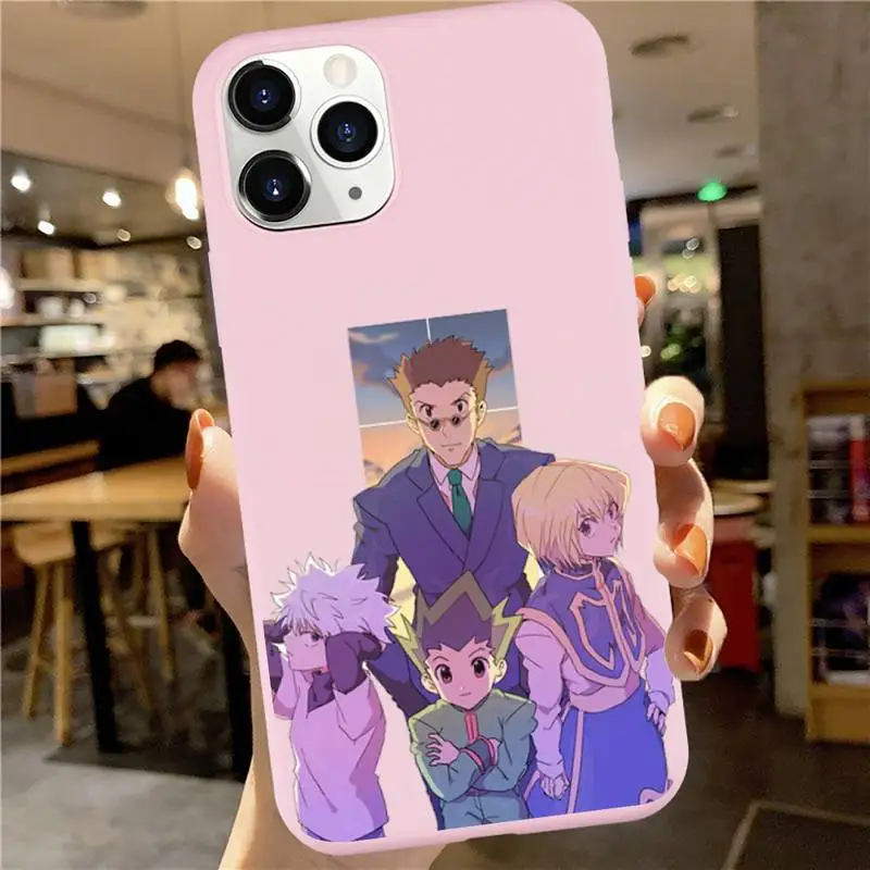 

HUNTERHUNTER2 Phone Case Pink Candy Color for iPhone 6 7 8 11 12 s mini pro X XS XR MAX Plus