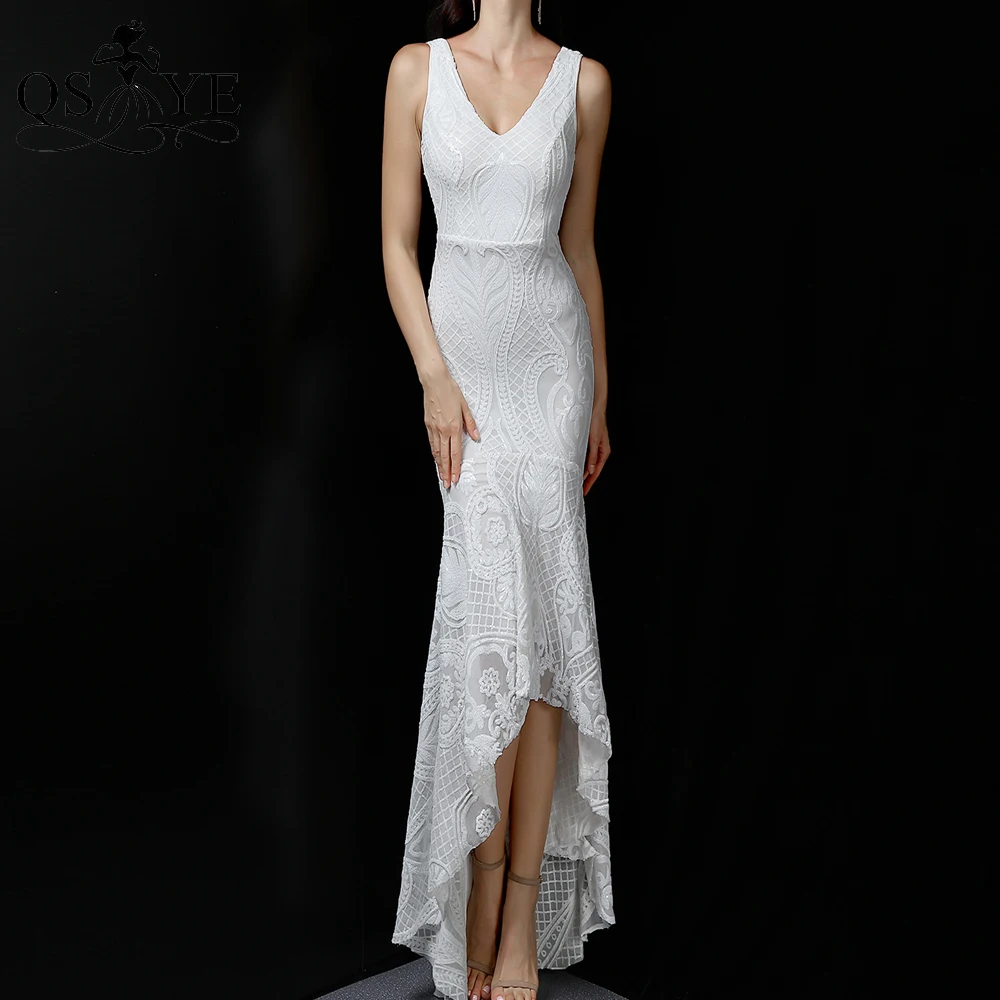 

Black Evening Dresses Mermaid Long Prom Gown Glitter Sequin Party Dress V Neck Lace Formal Gown Sparkle Women Dress Sweep Train