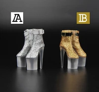 16 scale female sequins crystal high heel sandals doll shoes boots zy1020ab transparent bottom hollow inside for female body