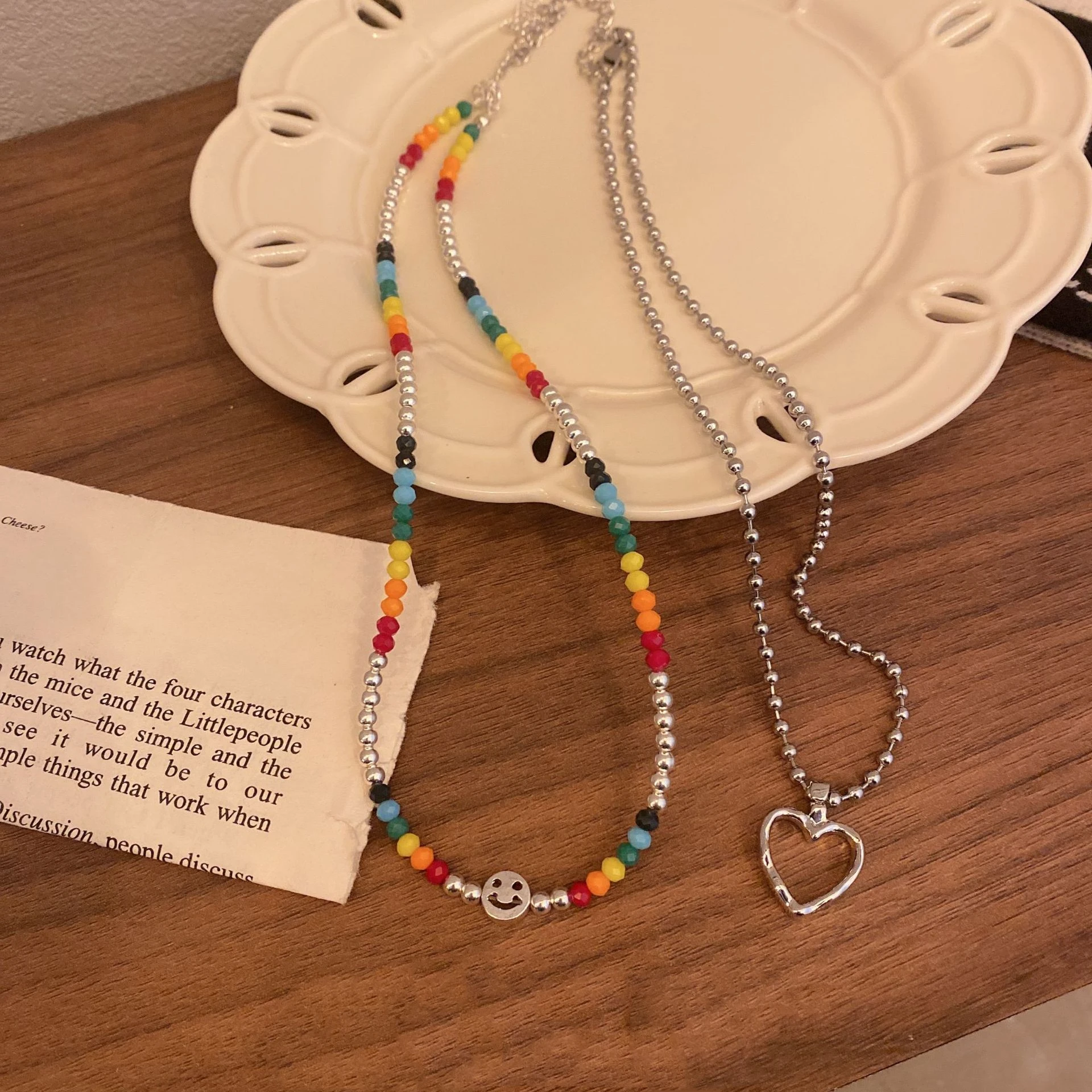 

Double-layer love chain Resin Bear smiley Metal Chain Pendant Necklace for Women Girls Party Jewelry Gifts