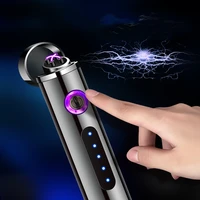 2021 new dual arc usb lighter rechargeable electronic lighter led screen plasma power display thunder lighter gadgets for man