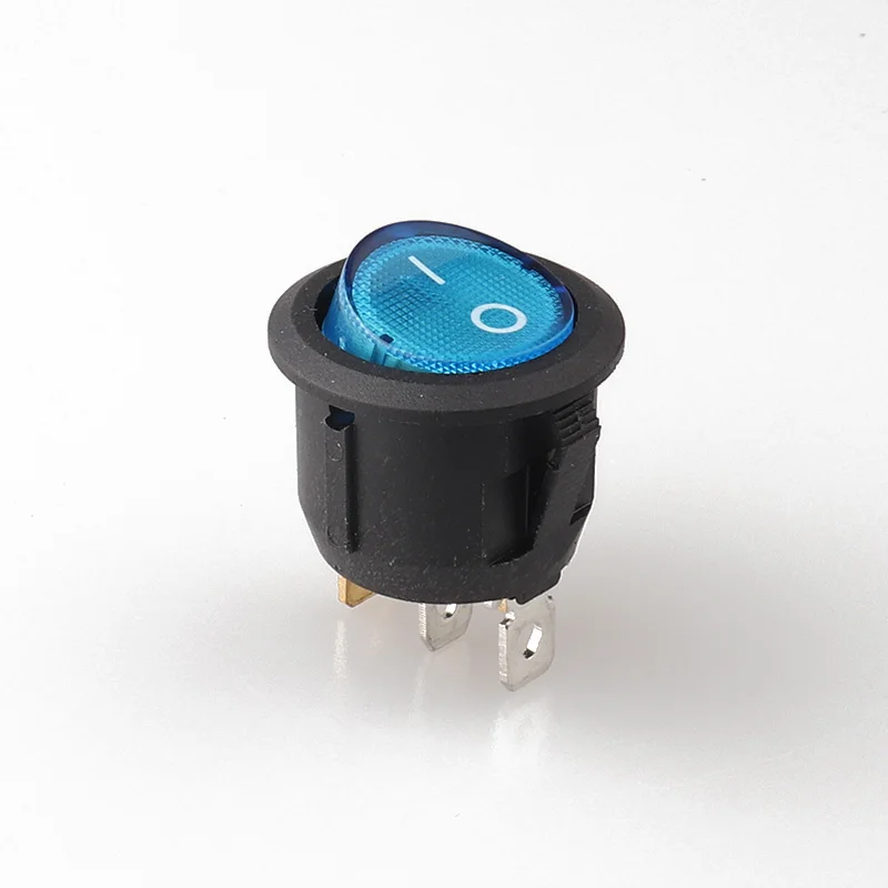 KCD2 101N синий свет круглый 23 мм диаметр черный корпус 3Pin ВКЛ ВЫКЛ кулисный