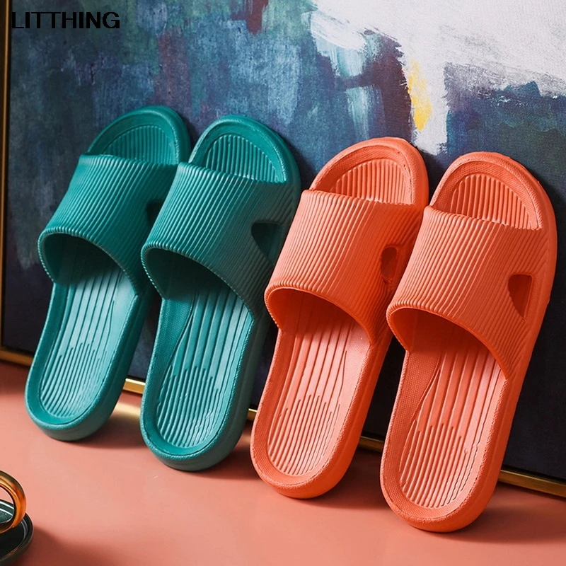 

Шлепанцы Litthing женские для дома, Нескользящие сандалии для дома и ванной, однотонные, плоская подошва, для отеля, для мужчин и женщин, летние