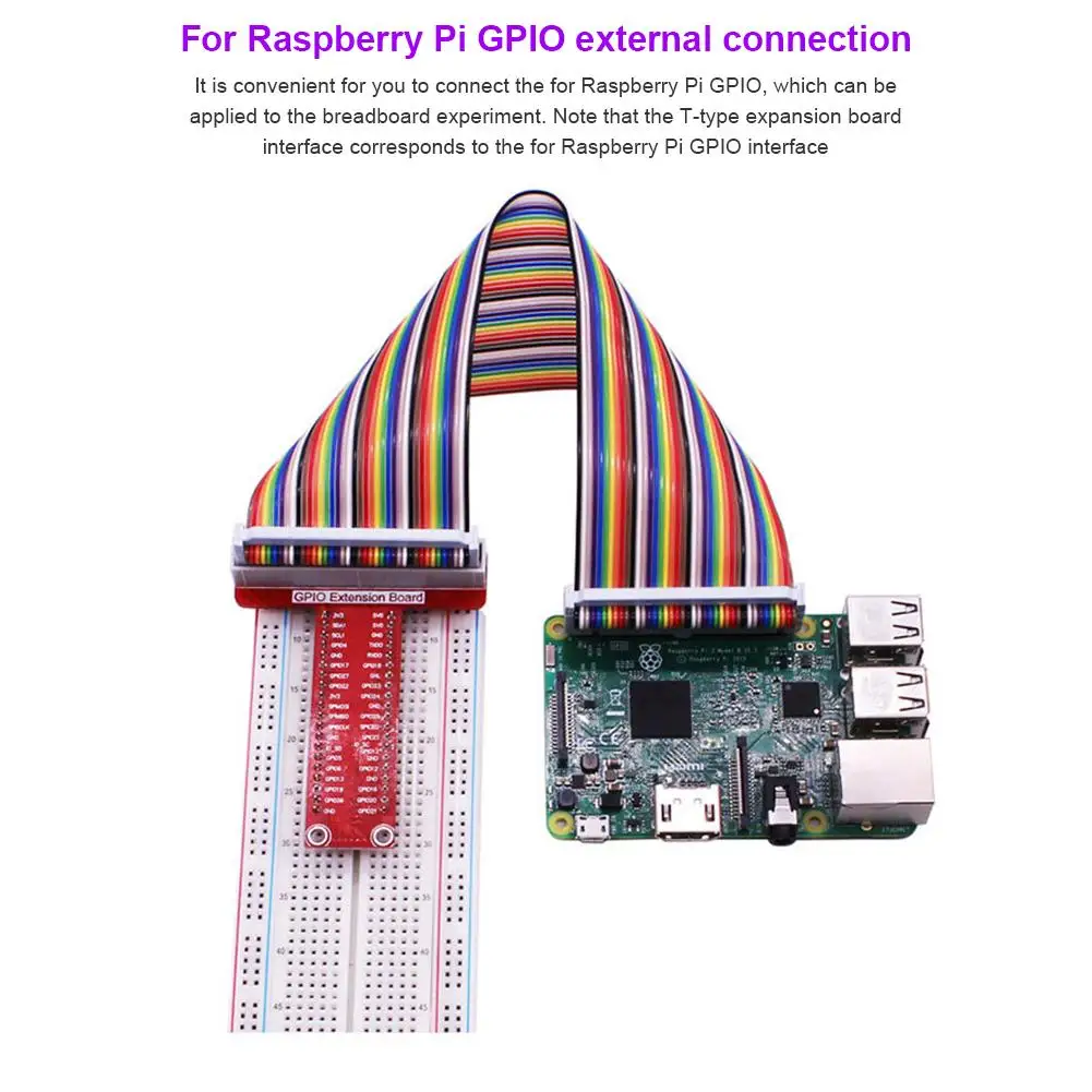 Для Raspberry Pi 4B 3B Plus GPIO 40 контактов Breakout плата расширения кабель макетная адаптер T