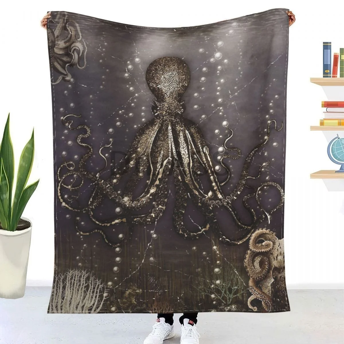 

Octopus' Lair - Old Photo Comforter 3D Printed Flannel Throw Blanket