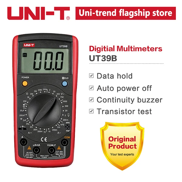 UT39B UNI-T ручной Диапазон Цифровой мультиметр UT39A/B/C/E UNI T мультитестер Конденсатор Транзистор тестер DC AC Вольт Частотомер - Цвет: UT39B