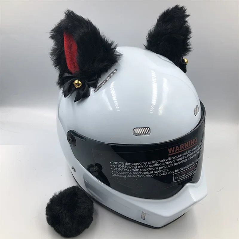 Мотоциклетный шлем 1 комплект плюшевый с кошачьими ушками колокольчиками для