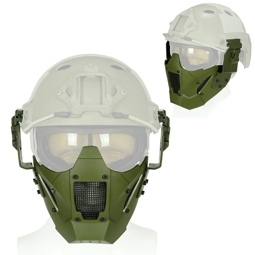 

Airsoft Outdoor Helmet Combat Protective Half Face Ear Protection Conquer Mask (Green)