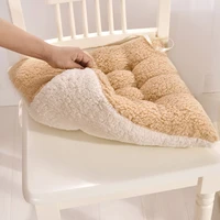 thickened plush lamb cashmere cushion solid color warm student office examination computer chair increased wool boss cushion