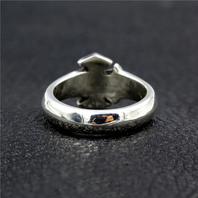 

S925 Sterling Silver Simple Cross Ring Mens Biker Ring J56 US Size 7~15