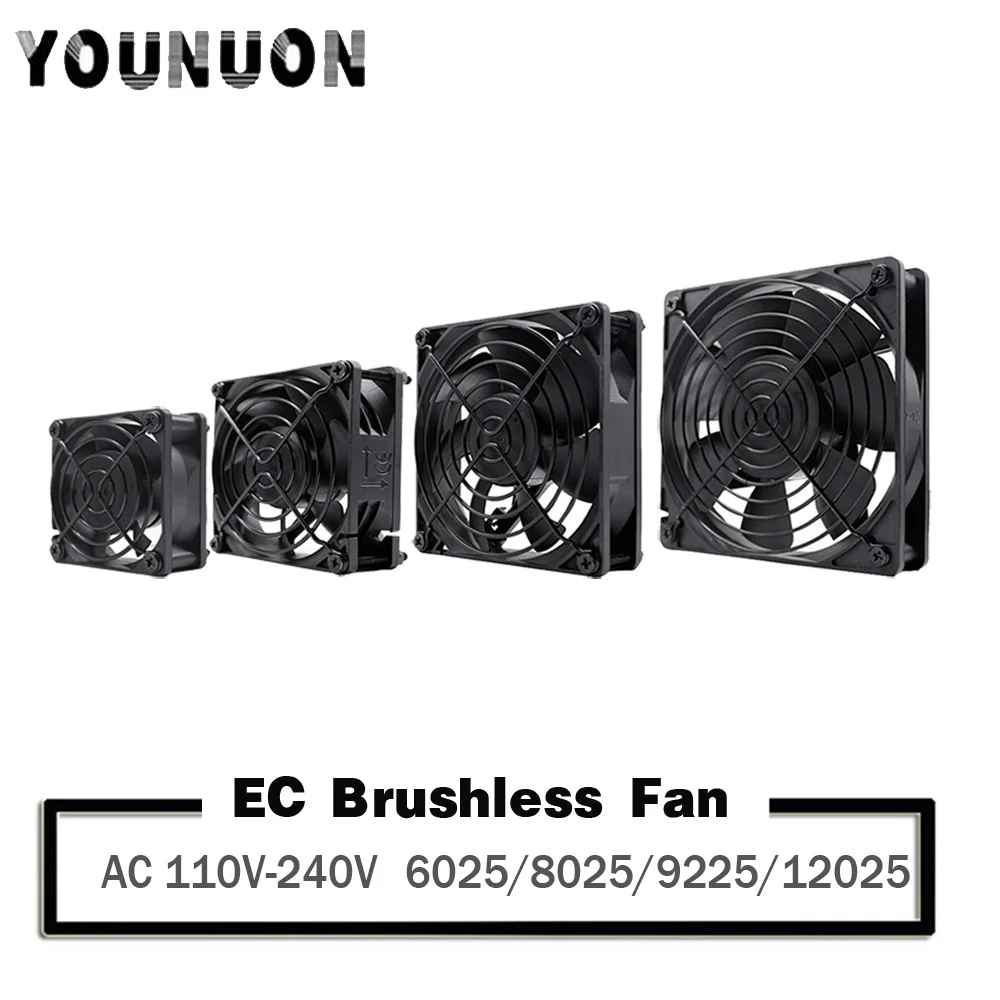 YOUNUON 60 мм, 80 мм, 90 мм 120 мм EC бесщеточный вентилятор AC 110V 115V 120V 220V 240V осевой вентилятор с Srews/гриль 6025 8025 9225 12025 12038