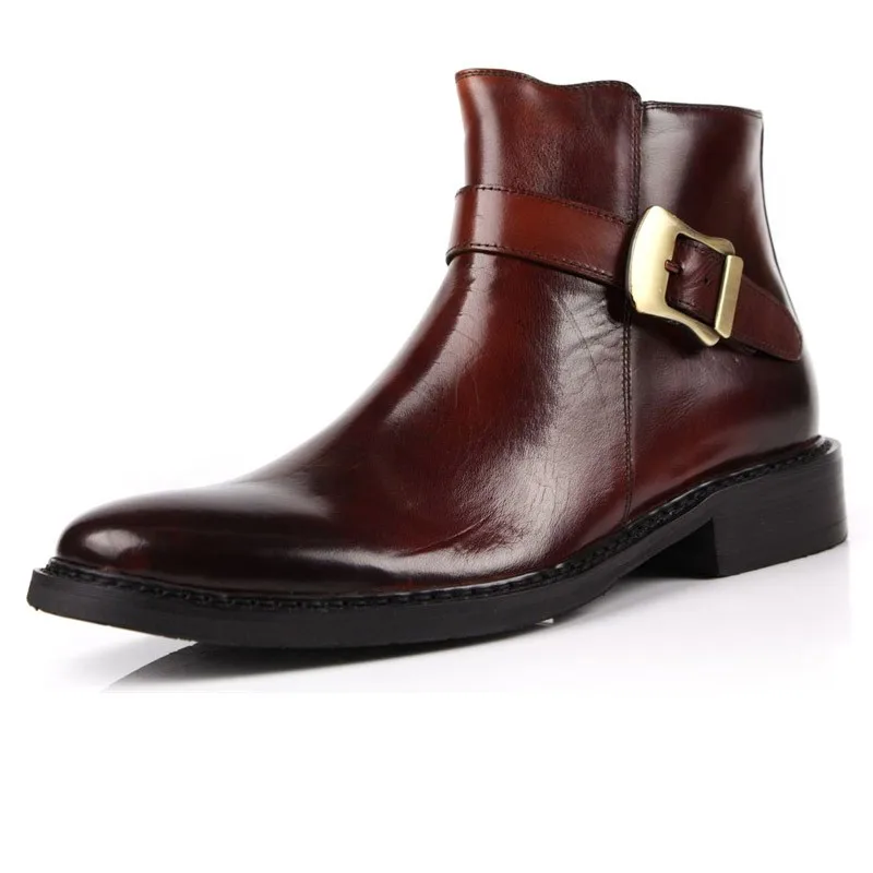 Мужские зимние ботинки с пряжкой в британском стиле Модельные из натуральной