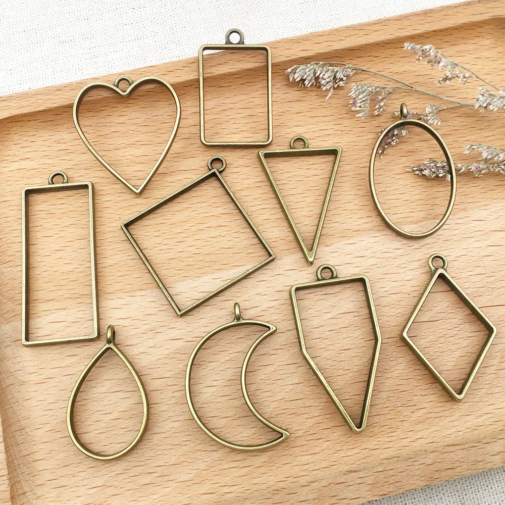 

10 шт./лот Подвеска из цинкового сплава с античной бронзовой геометрической фигуркой, подвеска для рукоделия, ожерелье, браслет, серьги, фурн...
