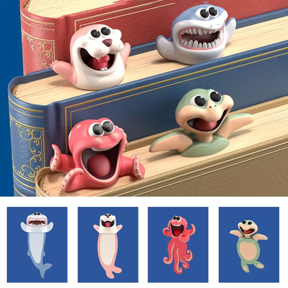 

New Panda Seal Octopus Ocean Series PVC Creative 3D Bookmarks Book Markers Cartoon Animal Style School Supplies