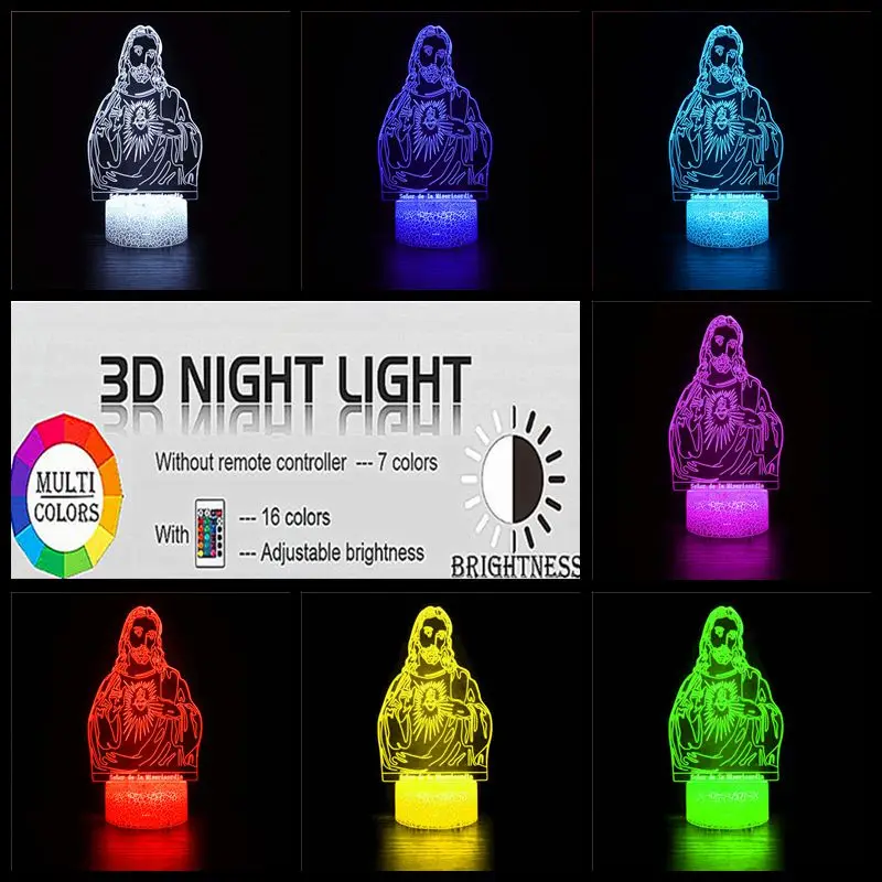 3D USB-лампа ночник Иисус Богородица Мария христианская Библия распятие