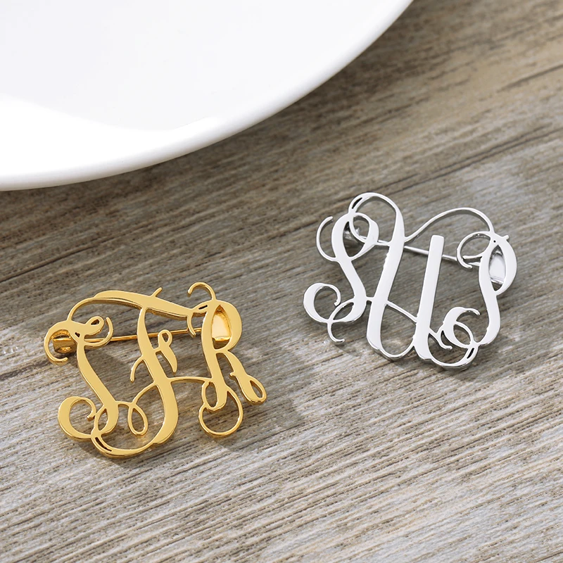 Custom Name Label Brooches Pins For Women Men Gold Silver Stainless Steel Monogram Brooch Party Wedding Bar Jewelry Gift | Украшения и