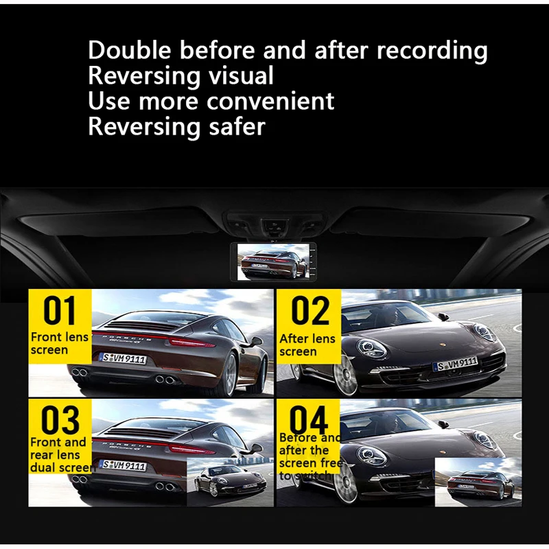 Видеорегистратор 4 дюйма Автомобильный видеорегистратор Full HD 1080P записывающая