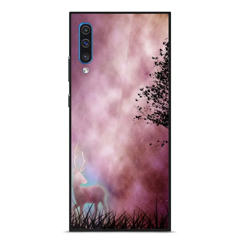 

For Samsung A50 Case fashion TPU Frame smooth Mirror Tempered glass shockproof Back Cover For Samsung A50 SM-A505 Phone Cases
