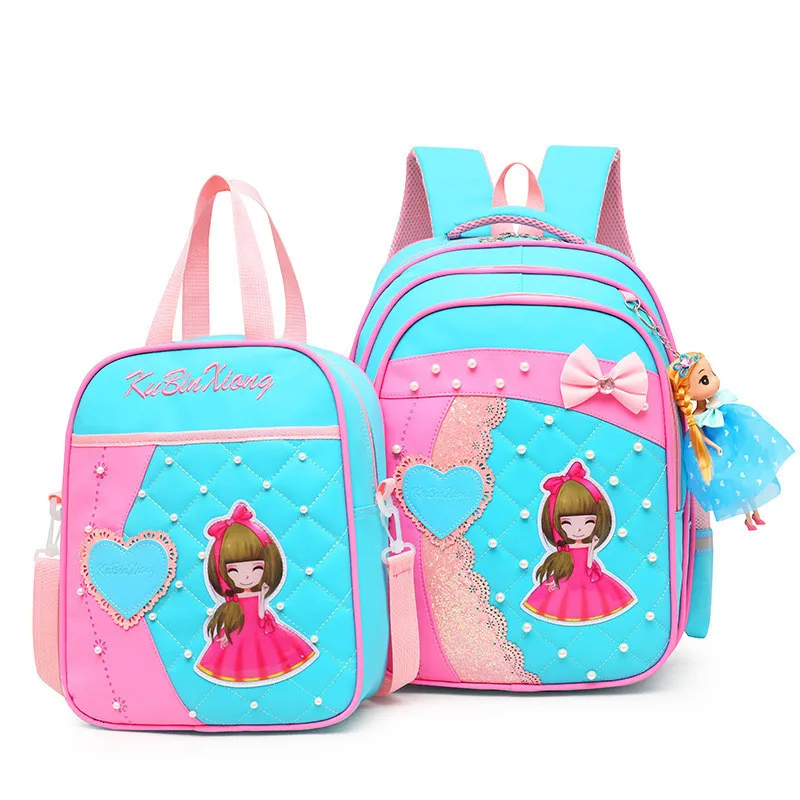 orthopedic Children School bags 2023 Cute Princess Bowknot 2pcs/sets Backpack Girl satchel bag waterproof schoolbag Mochila