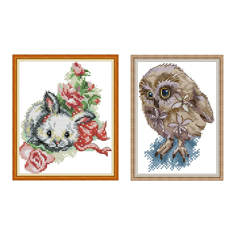 Joy Sunday Набор для вышивки крестиком узоры вышивка животных Совы DMC набор с принтом