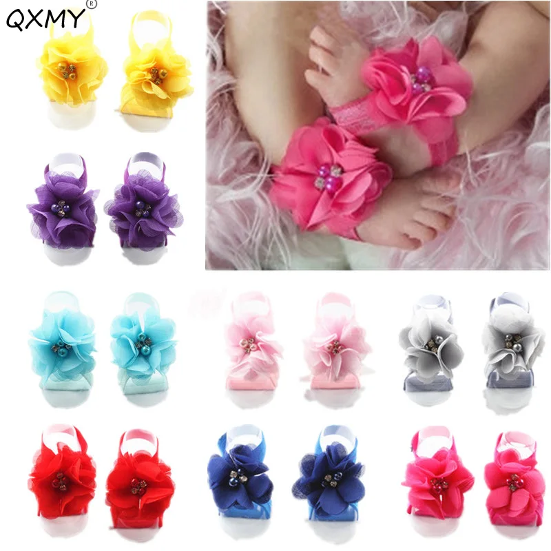 Детские штаны с кружевом и ног цветок босиком туфли Украшенные для детей