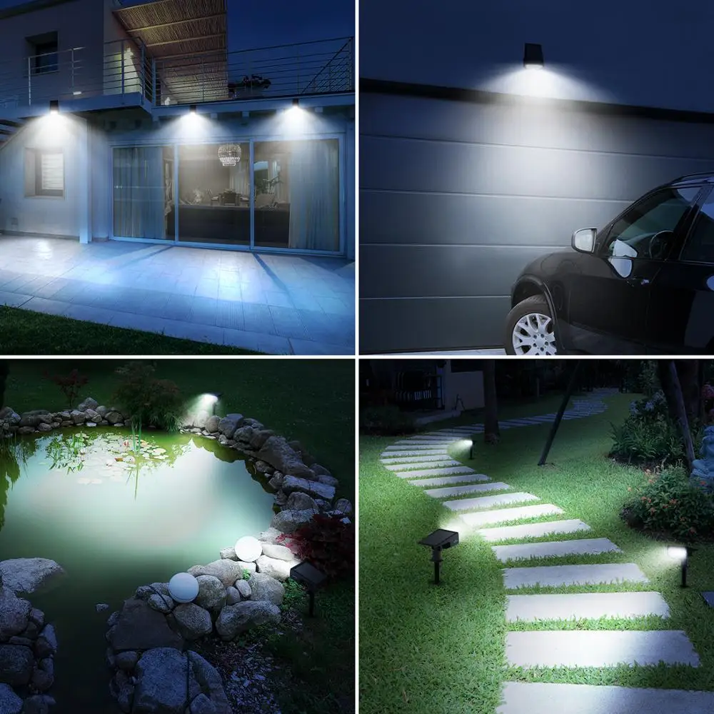 2 Pack LITOM 30 LED Solar Landscape Spotlights PIR Motion Sensor Wall Light with 3 Optional Modes 2-in-1 Garden | Лампы и освещение
