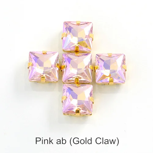 Pink ab Квадратные много цветов стеклянные стразы шьют на стразы с коготь Flatback лучшие стеклянные стразы пришить на коготь из стразов для одежды B3467 - Цвет: Pink ab