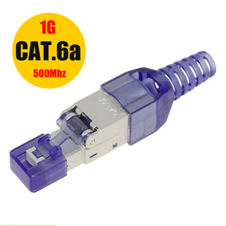 Cat6A blue Cat6A Cat7 Cat8 Rj45 разъем Ethernet адаптер без инструментов обжимной экранированный Кристалл головка 8P8C сетевой Ethernet кабель Разъем - Цвет: Cat6A blue