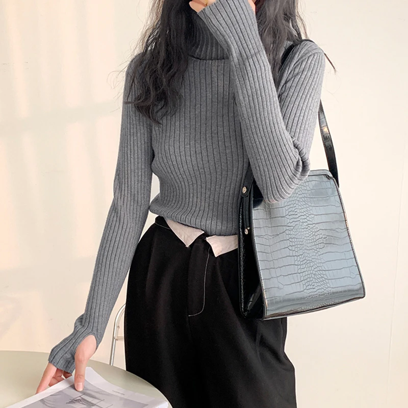 AOSSVIAO 2021 осень зима женский свитер пуловер базовые ребристые свитера хлопковые